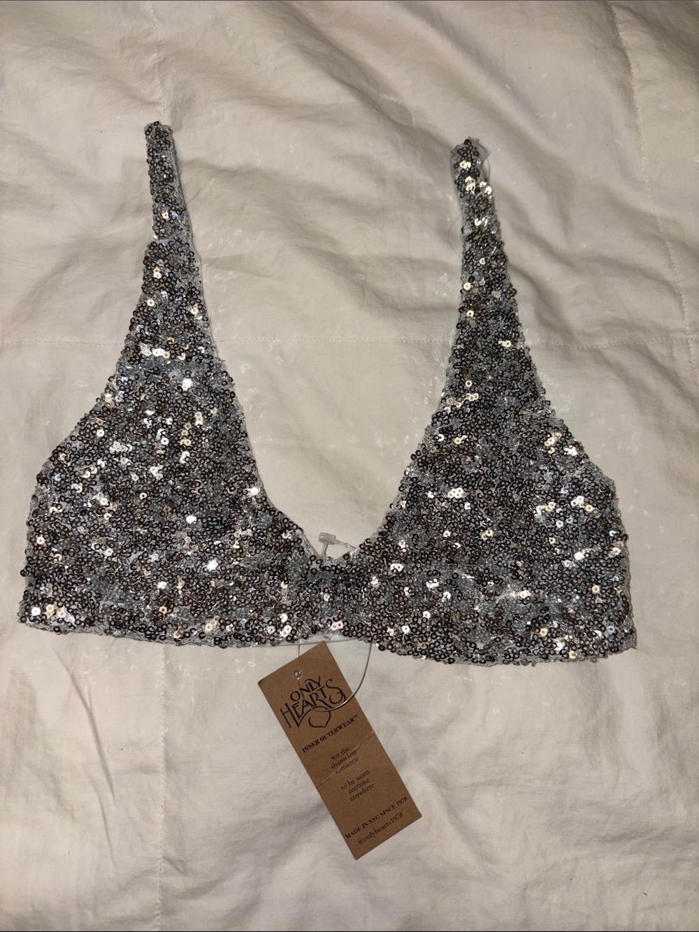 Only Hearts Silver Sequin Bralette